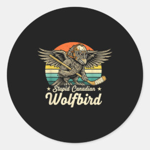 Vintage dummer kanadischer Wolf Vogel lustiger Loo Runder Aufkleber