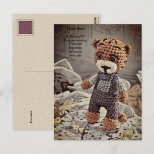 Vintage Dungarees Teddy Bar Symbolik Zitat Niedlic Postkarte