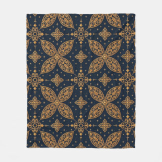 Vintage Dunkelblau und Gold Botanical Floral Fleecedecke