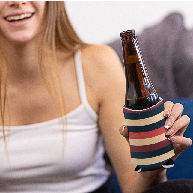 Vintage dunkelbraune und grüne Streifen Dosenkühler (Can coolers)