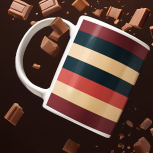 Vintage dunkelbraune und grüne Streifen Kaffeetasse
