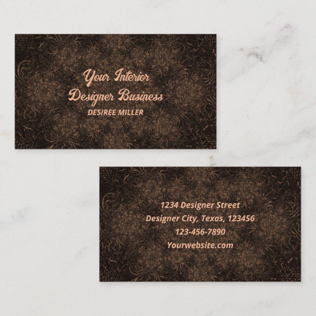 Vintage dunkelbraune Wasserfarbe Antike Textur Visitenkarte (Vorne/Hinten)