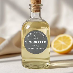 Vintage dunkelgraues selbstgemachtes Limoncello-Ge Runder Aufkleber