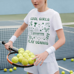 Vintage Dunkelgrün Coole Mädchen spielen Tennis Re T-Shirt