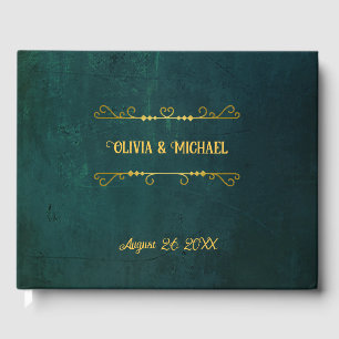 Vintage Dunkelgrüne Hochzeit Gästebuch