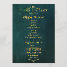 Vintage Dunkelgrüne Hochzeit Programm