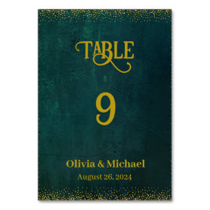 Vintage dunkelgrüne Hochzeitsszenarien - Tischnumm Tischnummer