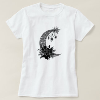 Vintage Dunkelmond-Sterne Schwarze Blume Retro Mag T-Shirt