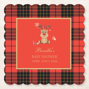 Vintage dunkelrote Babyparty-Papierservietten Untersetzer