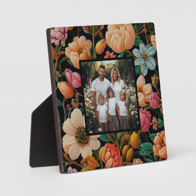 Vintage dunkle Blume personalisieren Foto Fotoplatte (Vorderseite)