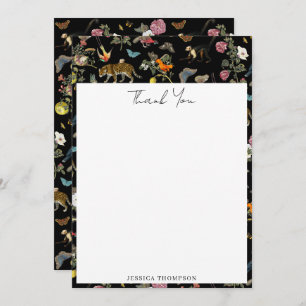 Vintage dunkle botanische Wildtiere im Wald Dankeskarte