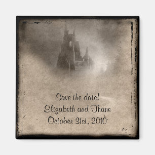 Vintage Dunkle Burg Gothic Save the Date Magnet