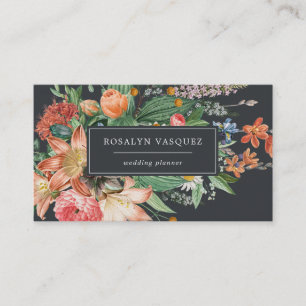 Vintage dunkle Floral auf Schwarz   Unterschrift Visitenkarte