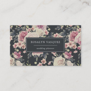 Vintage dunkle Floral auf Schwarz   Unterschrift Visitenkarte