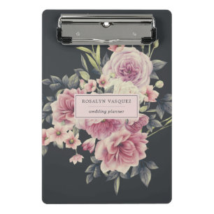 Vintage Dunkle Florale Personalisierte Klemmmappe Mini Klemmbrett