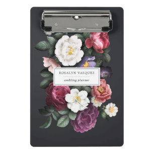 Vintage Dunkle Florale Personalisierte Klemmmappe Mini Klemmbrett