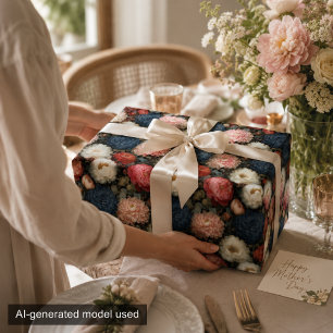Vintage dunkle florale Pfingstrosen-Dahlie-Rosa-Mu Geschenkpapier Set