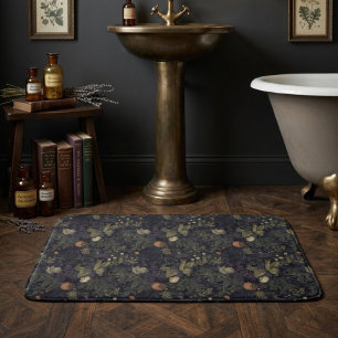 Vintage dunkle florale Stimmung William Morris Badematte