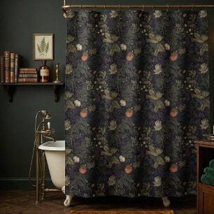 Vintage dunkle florale Stimmung William Morris Duschvorhang