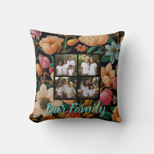 Vintage dunkle Moody, Blumenmuster 4 Fotoplatte Kissen