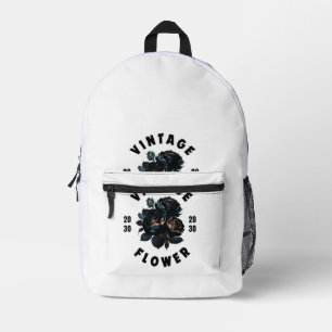 Vintage-Dunkle-Rosen-Blumen-Ästhetik-Rucksack Bedruckter Rucksack