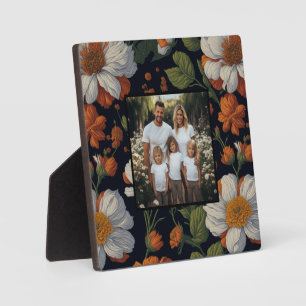 Vintage dunkle stimmungsvolle orange weiße Blumen Fotoplatte