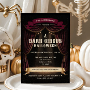 Vintage-Dunkle-Zirkus-Halloween-Party Einladung