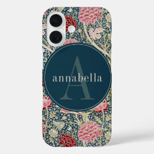 Vintage-Dunkler-William-Morris-Tapeten-Monogramm iPhone 16 Hülle