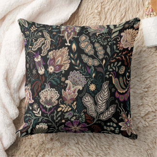 Vintage dunkles florales Paisley-Muster Moody Folk Kissen