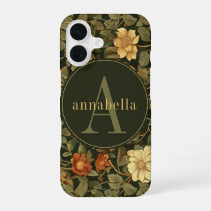 Vintage-Dunkles-William-Morris-Floral-Monogramm iPhone 16 Hülle