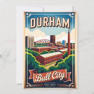 Vintage Durham North Carolina Bull City Retro Feiertagskarte
