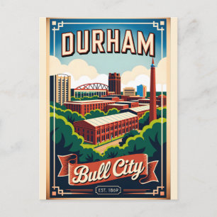 Vintage Durham North Carolina Bull City Retro  Postkarte