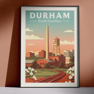 Vintage Durham North Carolina Poster