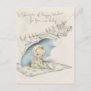 Vintage "Dusche von Babywaschmitteln" Postkarte