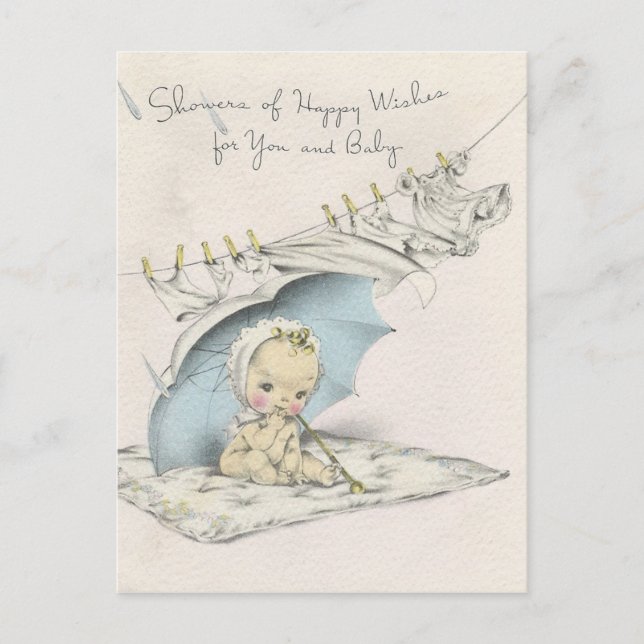 Vintage "Dusche von Babywaschmitteln" Postkarte (Vorderseite)