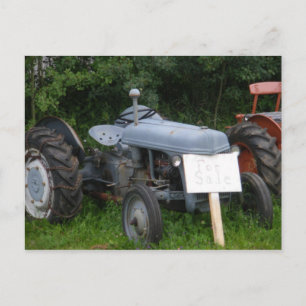 Vintage düsterblauer Traktor Postkarte