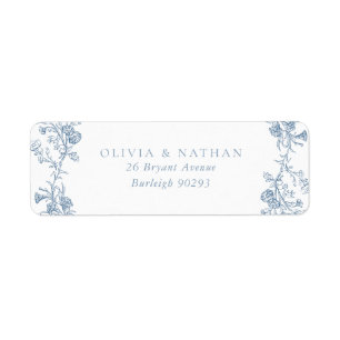 Vintage Dusty Blue Floral Wedding Rücksendeadresse