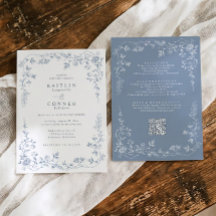 Vintage Dusty Blue French Floral Wedding