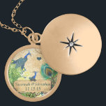 Vintage Dusty Blue Peacock Damask Jahrestag Vergoldete Kette<br><div class="desc">Keepake Necklaces Wählen Sie entweder Silver Plated Gold Finish oder Sterling Silver Einmaliges Personalisiertes Weihnachtsgeschenk 1. Weihnachtsgeschenk, 25. Hochzeitstag, 1. Neuer Geburtstag nach Verheiratet, Hochzeitstiefel-Ketten für die Hochzeitsnachtszeit - um die Hintergrundfarbe zu ändern - klicken Sie auf anpassen - wählen Sie das letzte Tool aus dem Drop-Down Menü und wählen...</div>