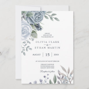 Vintage Dusty Blue-Rose Einladung