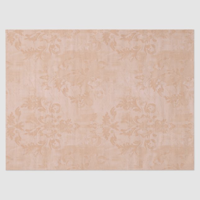 Vintage Dusty Peach Antique Damask Decoupage Seidenpapier (Vorderseite)