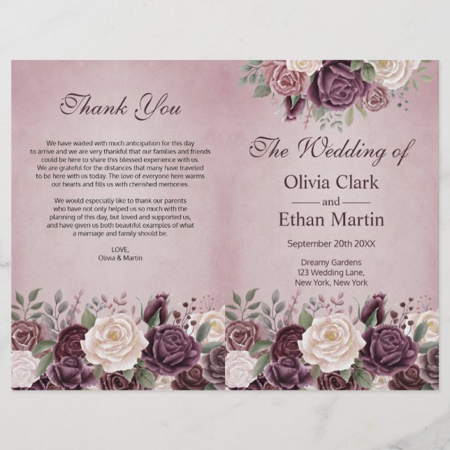 Vintage Dusty-Rose Blühen (Vorderseite)