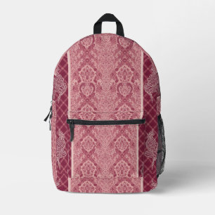 Vintage Dusty Rose Damast-Muster-Rucksack Bedruckter Rucksack