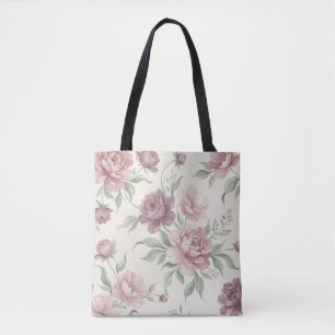 Vintage Dusty Rose & Mauve Blumen-Tasche