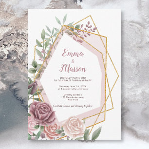 Vintage Dusty-Rose mit Goldrahmen Einladung