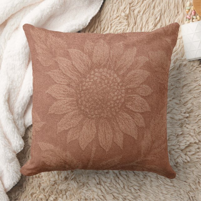 Vintage Dusty Rose Velvet Sunflower Throw Pillow Kissen (Decke)
