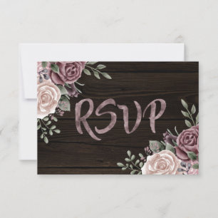 Vintage Dusty Rose Wasserfarbenes Blumenholz RSVP Karte