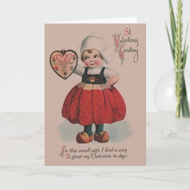 Vintage Dutch Girl Valentine Grußkarte Feiertagskarte (Vorderseite)