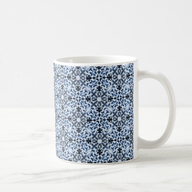 Vintage dynamische Damaskus-Tasse, blau Tasse (Rechts)