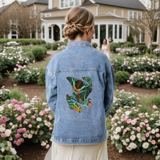 Vintage E.A. Séguy's Green butterflies Jeansjacke